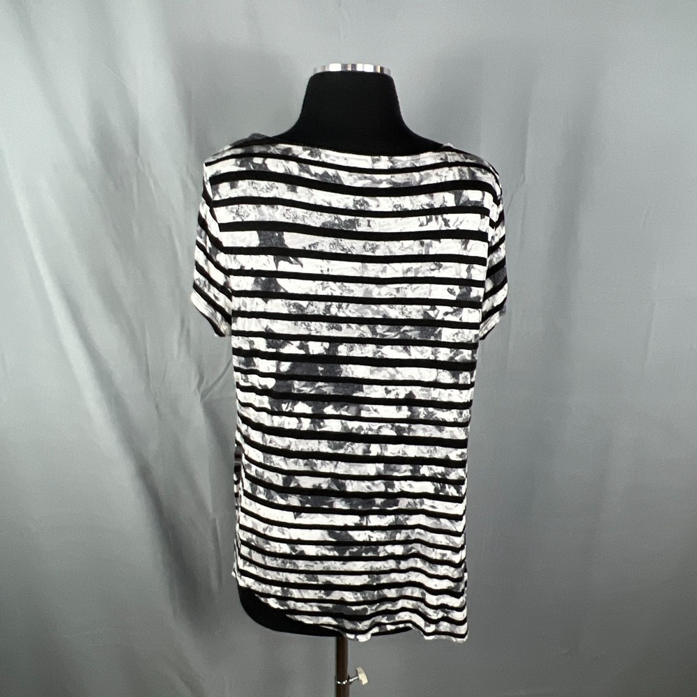 Apt 9 Essentials Blouse Top Womens XL White Black Horizontal Stripes Cowl Neck - Picture 3 of 10
